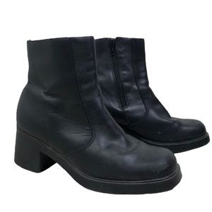 Naturalizer black leather Temper chunky Y2k vintage boot side zip women size 10w